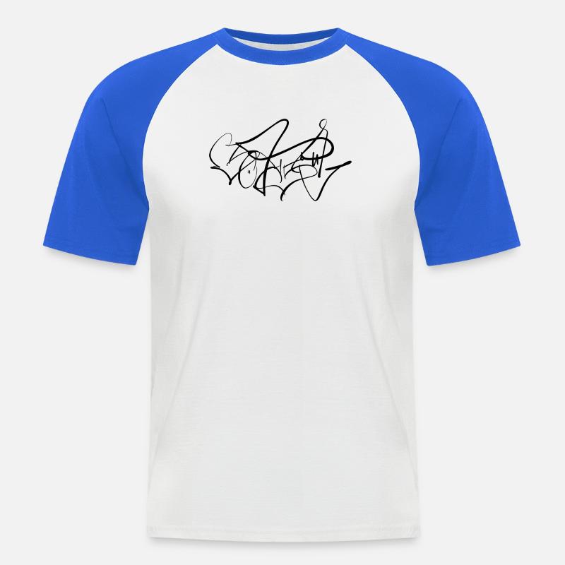 SATE3 - Männer Baseball-T-Shirt - Weiß/Royalblau