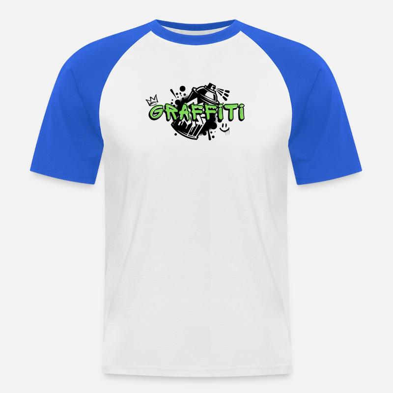 Graffito - Maglia da baseball a manica corta da uomo - bianco/blu royal