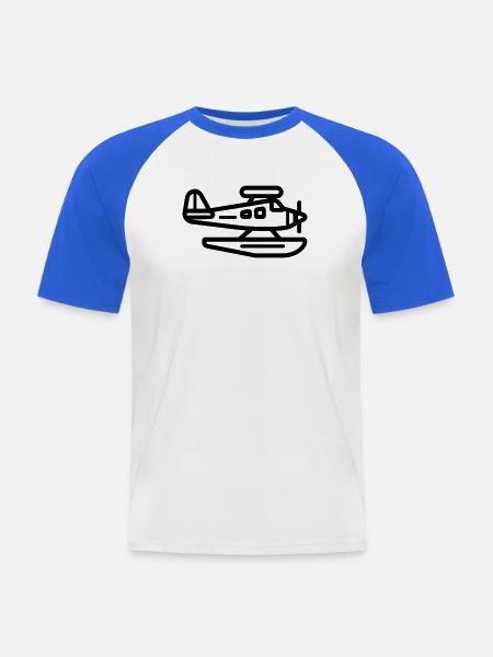 Wasserflugzeug - Männer Baseball-T-Shirt - Weiß/Royalblau
