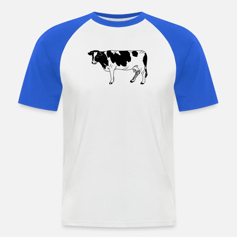 Kuh schwarzpelzig, Milchrasse - Männer Baseball-T-Shirt - Weiß/Royalblau