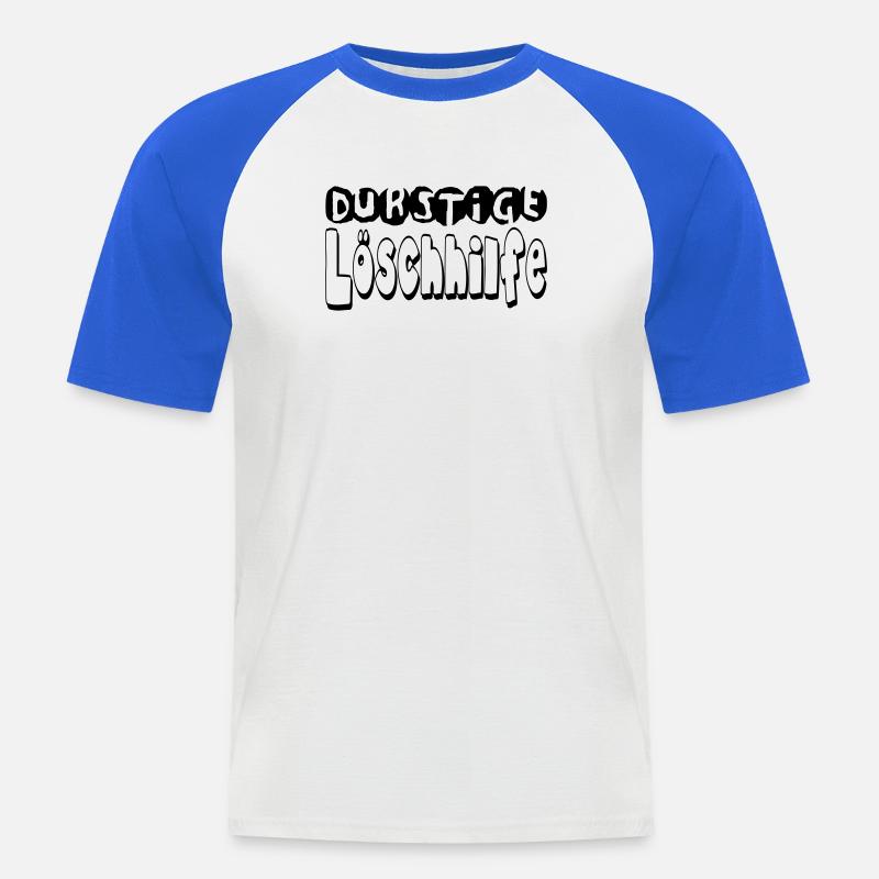 durstigelöschhilfe - Männer Baseball-T-Shirt - Weiß/Royalblau
