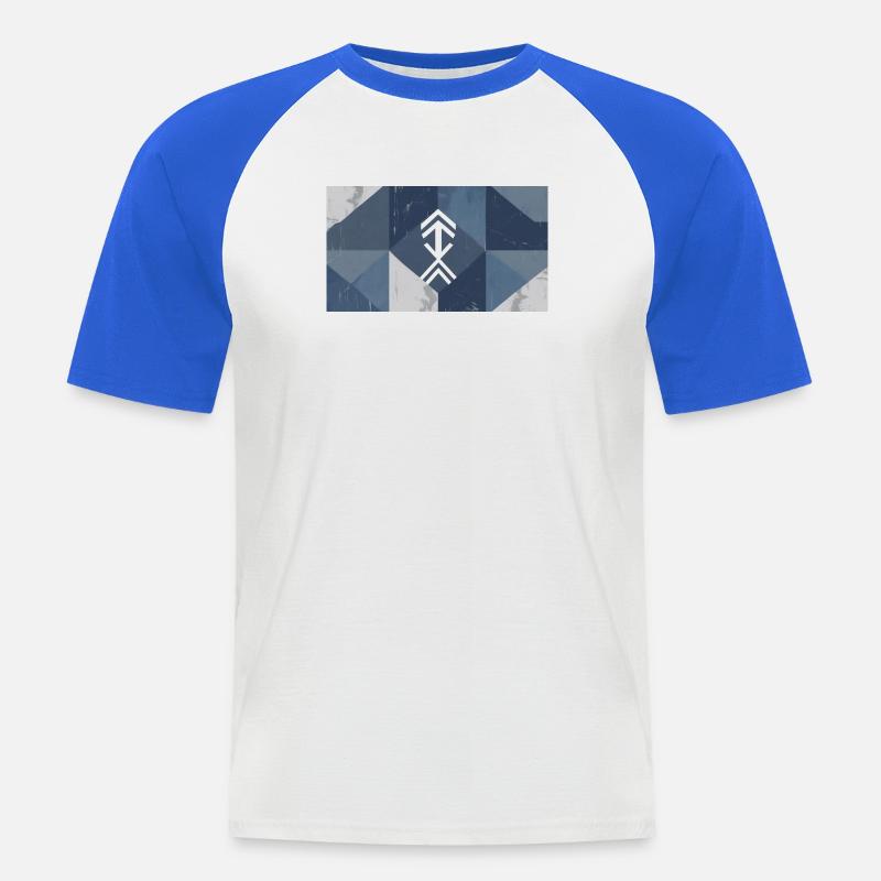 Geometric Blue Element Pattern - Men's Baseball T-Shirt - white/royal blue