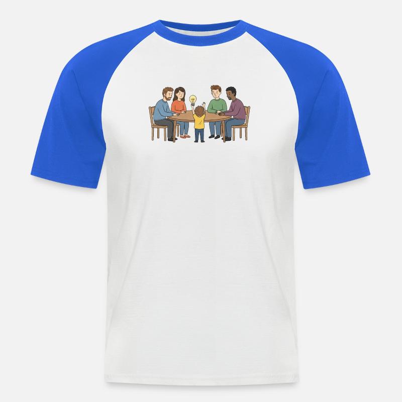 Kollektive Idee um einen Tisch - Männer Baseball-T-Shirt - Weiß/Royalblau
