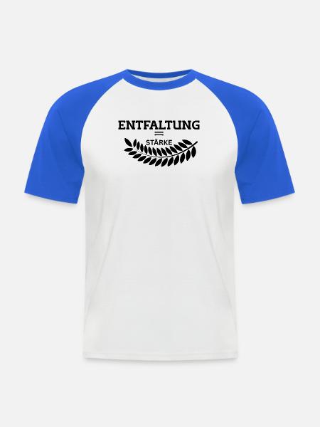 ENTFALTUNG – Modernes Spirituelles Shirt - Männer Baseball-T-Shirt - Weiß/Royalblau