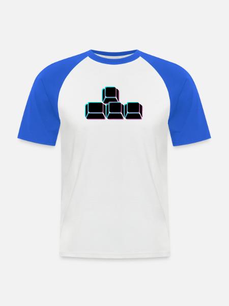 WASD Tasten Glitch Icon - Männer Baseball-T-Shirt - Weiß/Royalblau