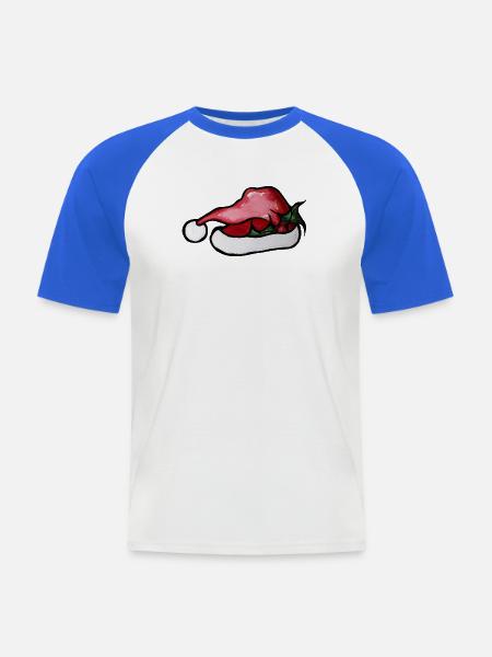 Crimson Lip Weihnachtsmannhut-Kunstwerk - Männer Baseball-T-Shirt - Weiß/Royalblau
