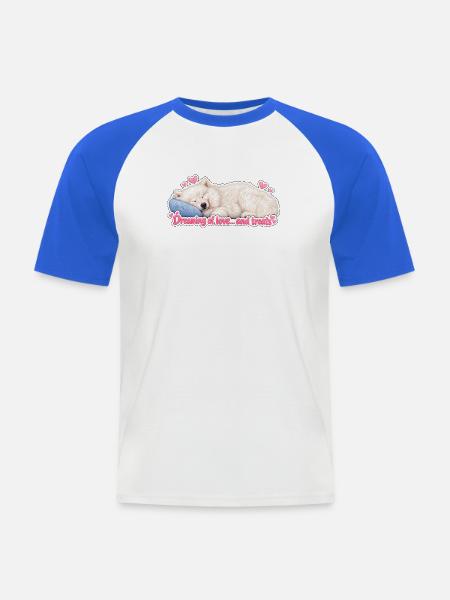 Träumen von Liebe und Leckereien - Männer Baseball-T-Shirt - Weiß/Royalblau