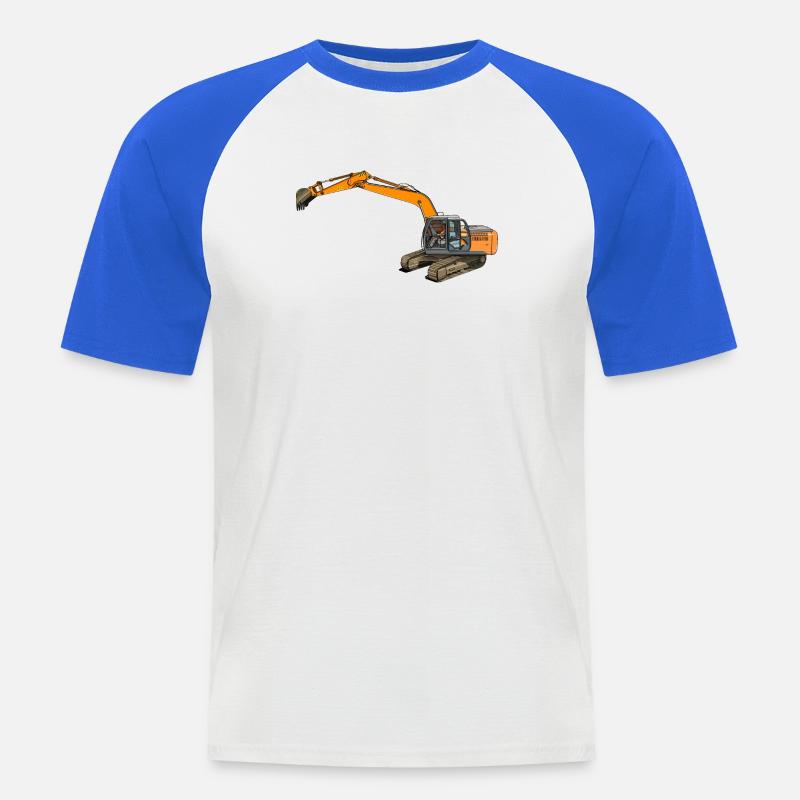 Löffelbagger greift ein - Männer Baseball-T-Shirt - Weiß/Royalblau