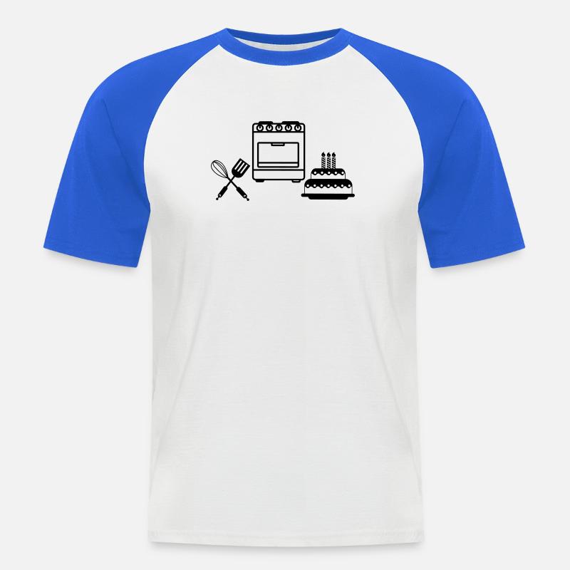 Backe einen Kuchen - Männer Baseball-T-Shirt - Weiß/Royalblau