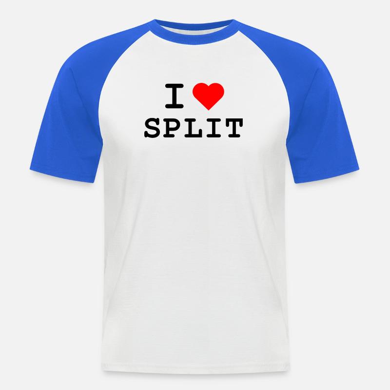 J’adore Split - Ich liebe Split - T-shirt baseball manches courtes Homme - blanc/bleu royal