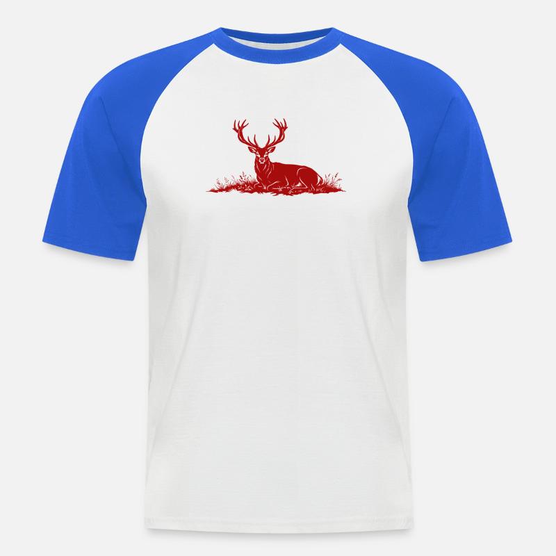 Cervi - Maglia da baseball a manica corta da uomo - bianco/blu royal