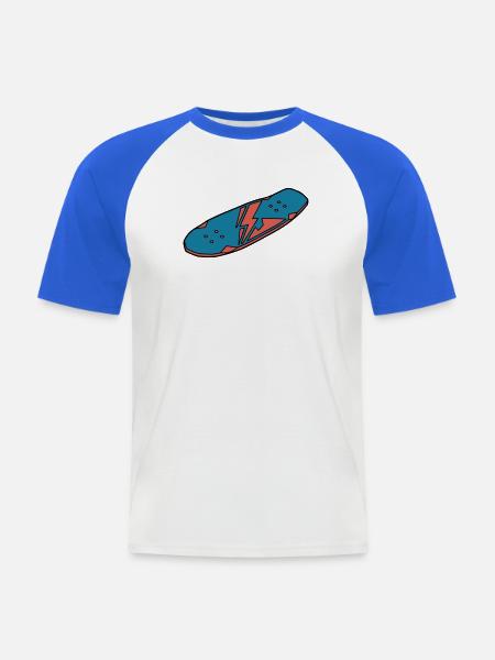 Skateboard Deck Urban Street - Männer Baseball-T-Shirt - Weiß/Royalblau