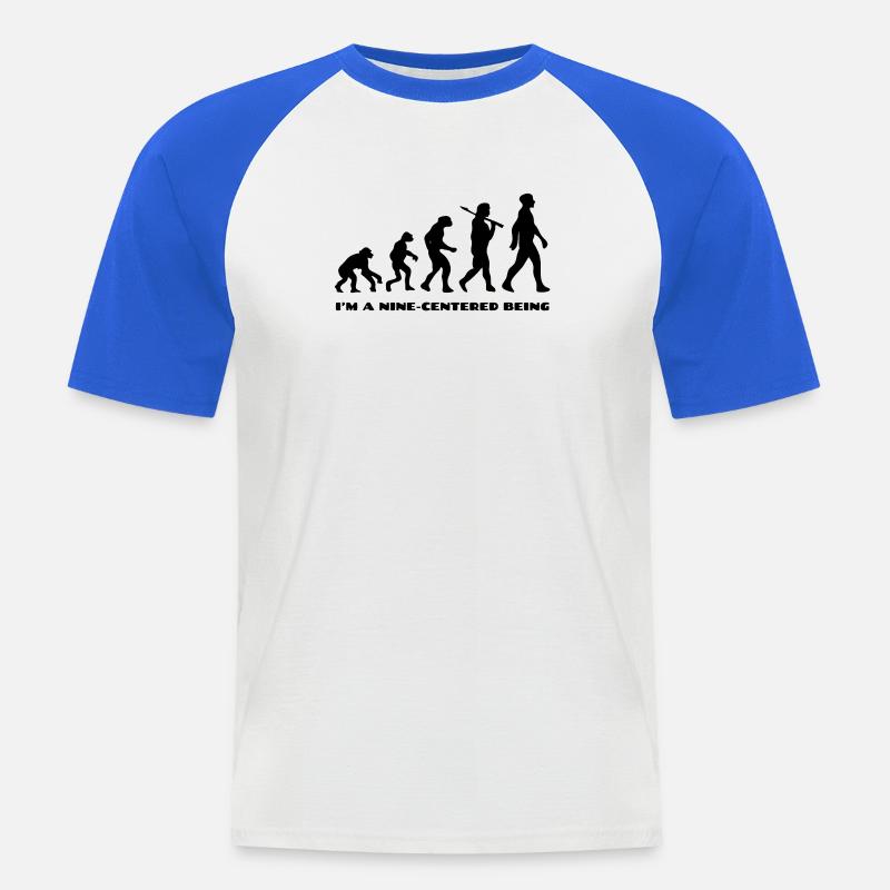Evolution - Männer Baseball-T-Shirt - Weiß/Royalblau