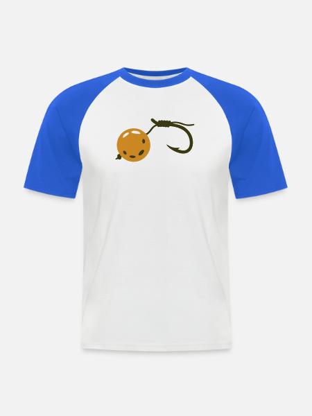 Boilie Angelhaken Icon - Männer Baseball-T-Shirt - Weiß/Royalblau