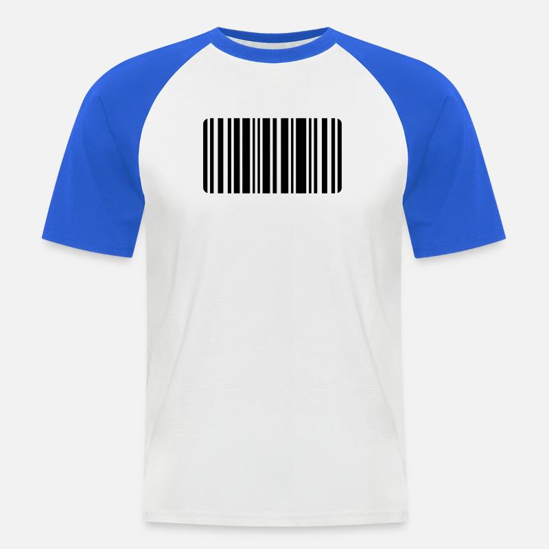Barcode - Männer Baseball-T-Shirt - Weiß/Royalblau