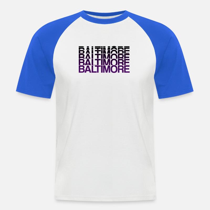 Baltimore Violett Gradient Stil - Männer Baseball-T-Shirt - Weiß/Royalblau