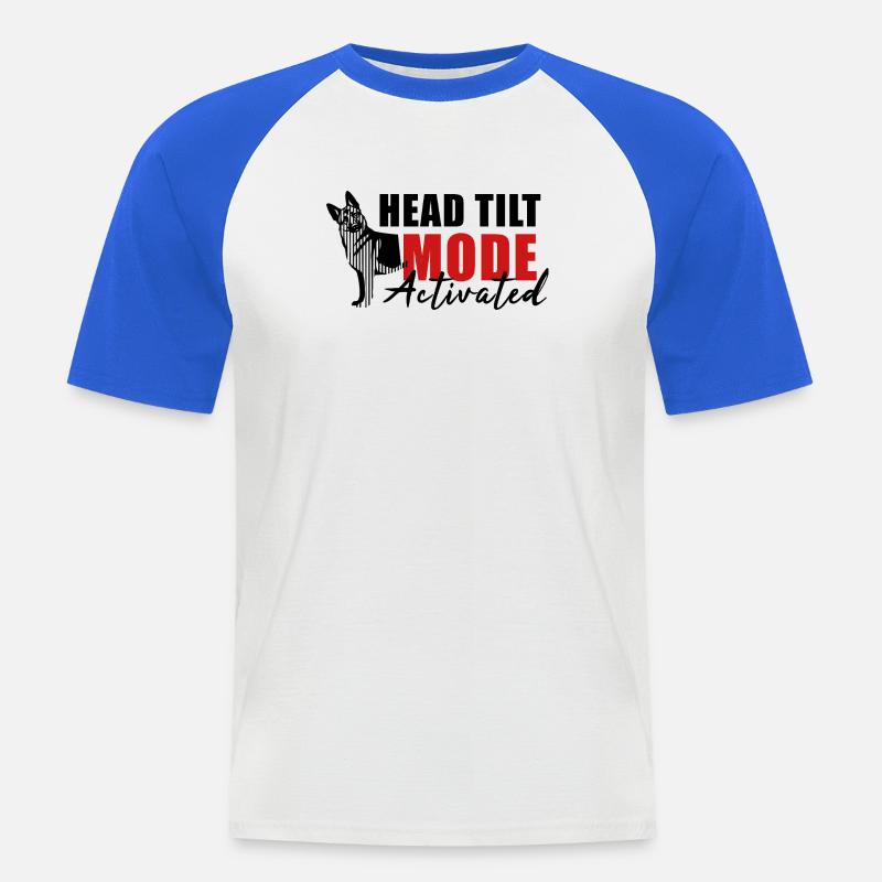 Schäfi Silhouette - Head Tilt linear Schäferhund - Männer Baseball-T-Shirt - Weiß/Royalblau