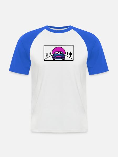 Desert Highway Car Logo - Men's Baseball T-Shirt - white/royal blue