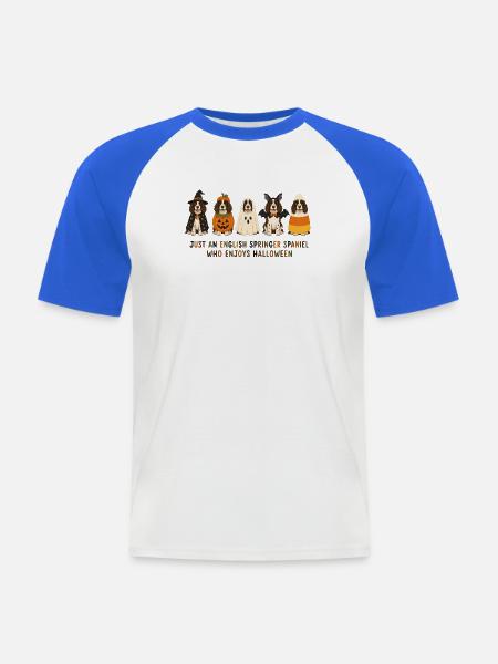 Halloween English Springer Spaniel - Männer Baseball-T-Shirt - Weiß/Royalblau