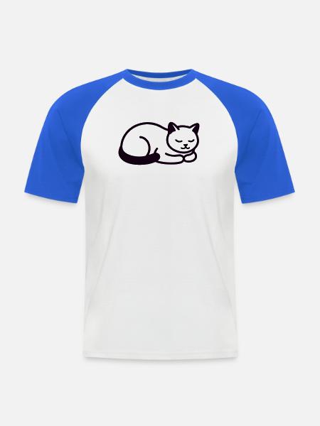Schlafende Katze Icon - Männer Baseball-T-Shirt - Weiß/Royalblau