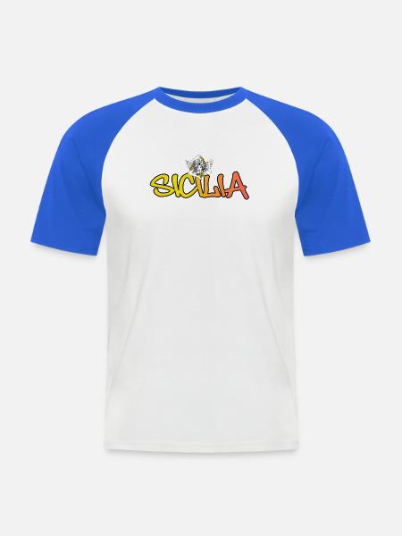 Sicilia - Männer Baseball-T-Shirt - Weiß/Royalblau