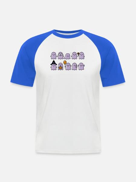 Cute Halloween Ghosts Pattern - Männer Baseball-T-Shirt - Weiß/Royalblau