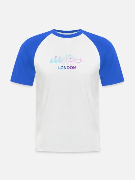 London City Skyline - Men's Baseball T-Shirt - white/royal blue