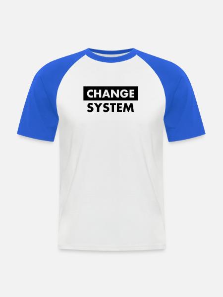 Change system - Männer Baseball-T-Shirt - Weiß/Royalblau