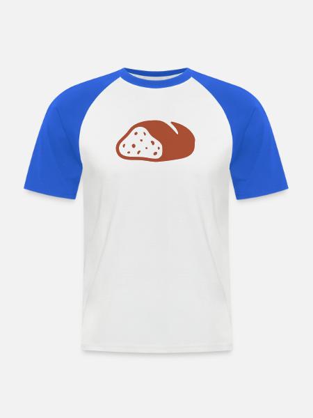 Bauernbrot Scheibe Grafik - Männer Baseball-T-Shirt - Weiß/Royalblau