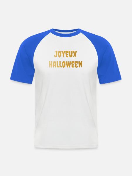 HALLOWEEN. KÜRBIS. HALLOWEEN KÜRBIS - Männer Baseball-T-Shirt - Weiß/Royalblau