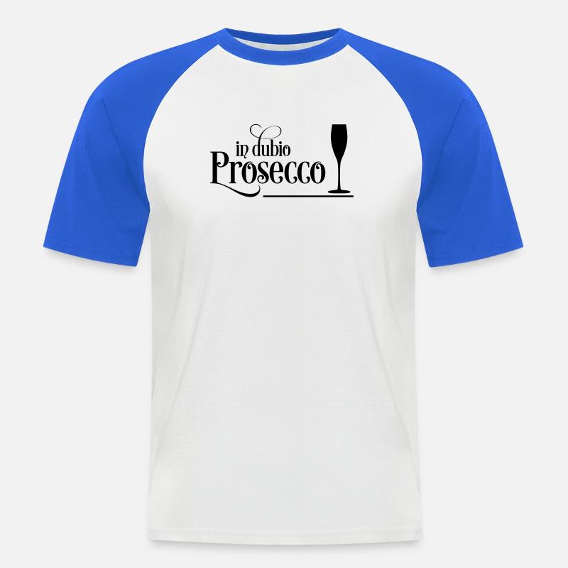 Prosecco - Männer Baseball-T-Shirt - Weiß/Royalblau