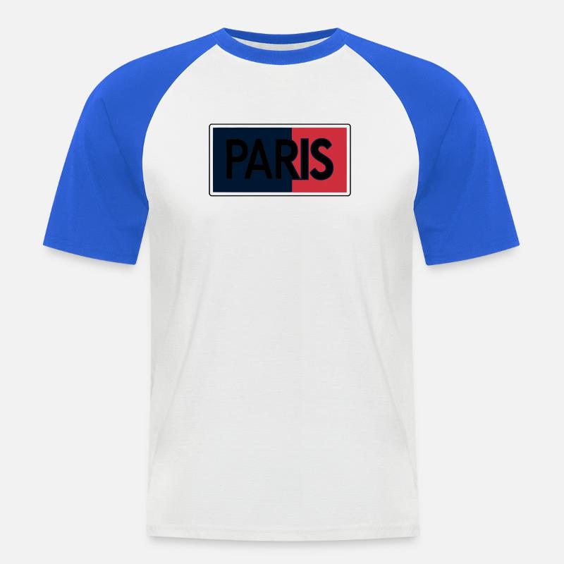 Pariser Flagge Split-Typografie - Männer Baseball-T-Shirt - Weiß/Royalblau