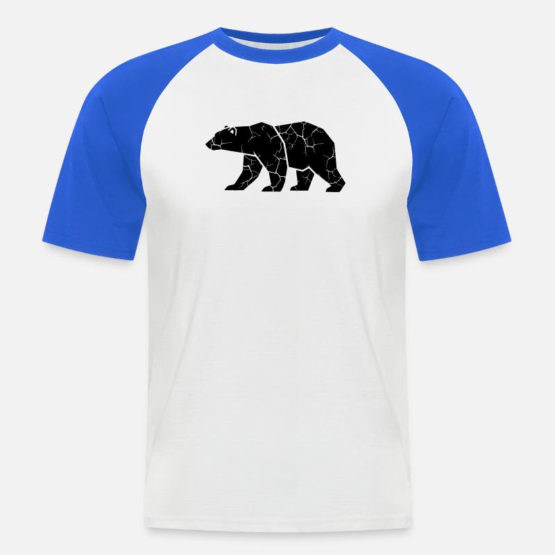 Bär Risse Grunge Silhouette - Männer Baseball-T-Shirt - Weiß/Royalblau
