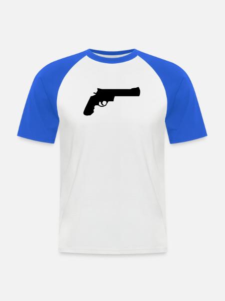 Waffe - Männer Baseball-T-Shirt - Weiß/Royalblau