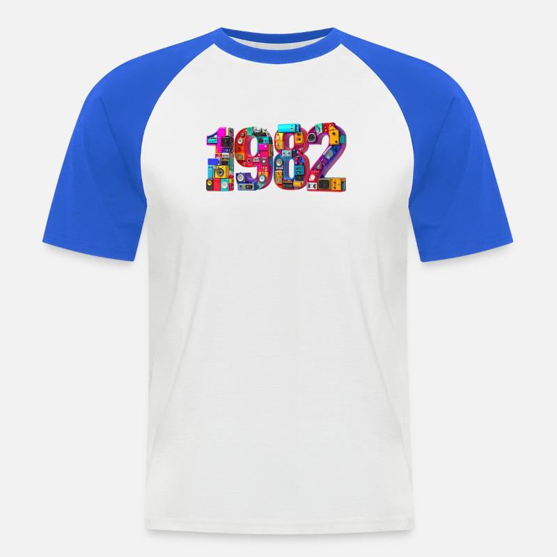1982 – Geburt, Abitur, Einschulung, Heirat, Ehe - Männer Baseball-T-Shirt - Weiß/Royalblau
