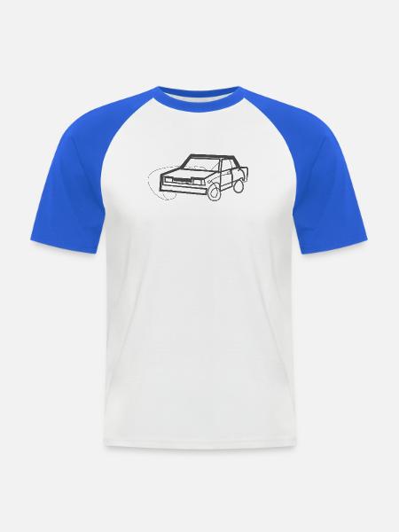 Lada mit einer Linie gezogen - Männer Baseball-T-Shirt - Weiß/Royalblau