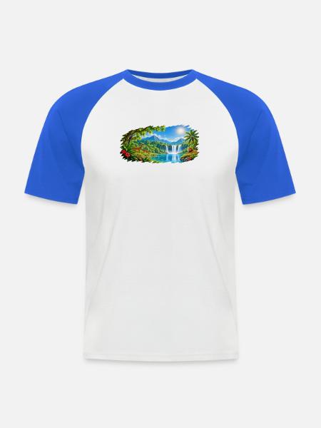 Paradies / Paradise / Paraiso - Männer Baseball-T-Shirt - Weiß/Royalblau
