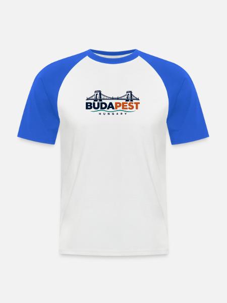 Budapest – Kettenbrücke an der Donau - Männer Baseball-T-Shirt - Weiß/Royalblau