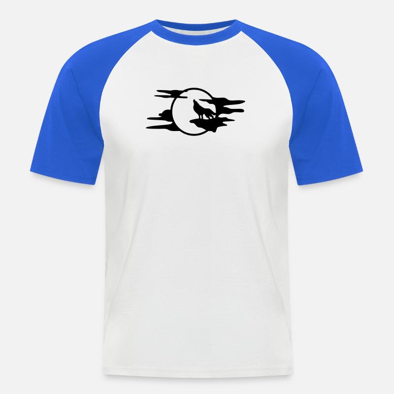 Der schwarze Wolf - Männer Baseball-T-Shirt - Weiß/Royalblau