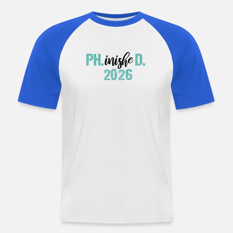 Dottorato 2026 Laurea Tesi di Filistea PhD - Maglia da baseball a manica corta da uomo - bianco/blu royal