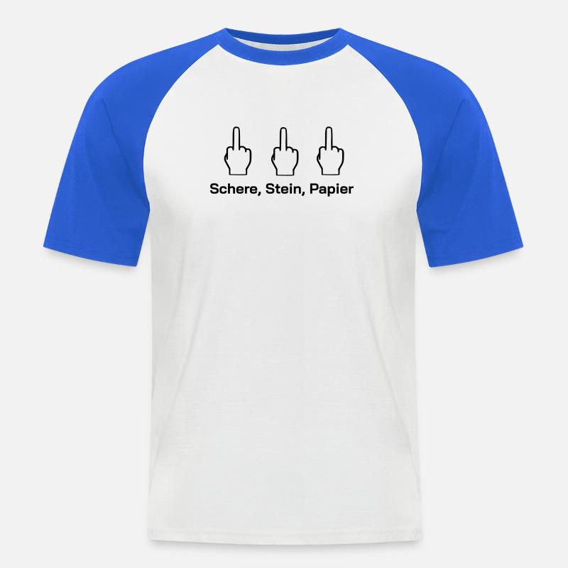 Schere Stein Papier - Männer Baseball-T-Shirt - Weiß/Royalblau