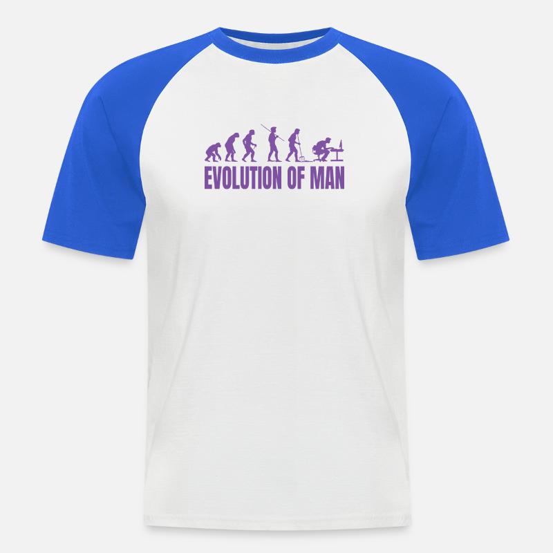 Programmeur Computer Freak Evolution Rétro - T-shirt baseball manches courtes Homme - blanc/bleu royal