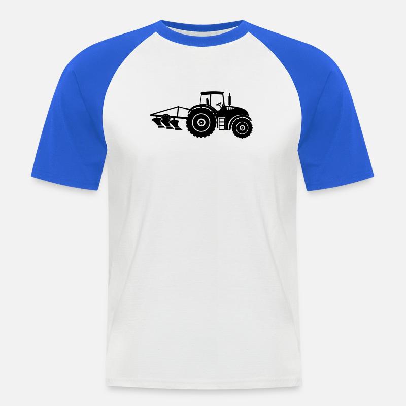 Traktor mit Pflug-Logo-Bauernhof - Männer Baseball-T-Shirt - Weiß/Royalblau