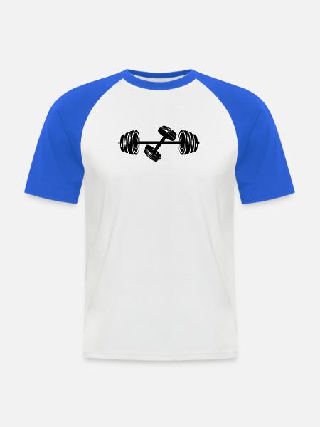 Gewichte Hantelscheiben Hantel 2 - Männer Baseball-T-Shirt - Weiß/Royalblau