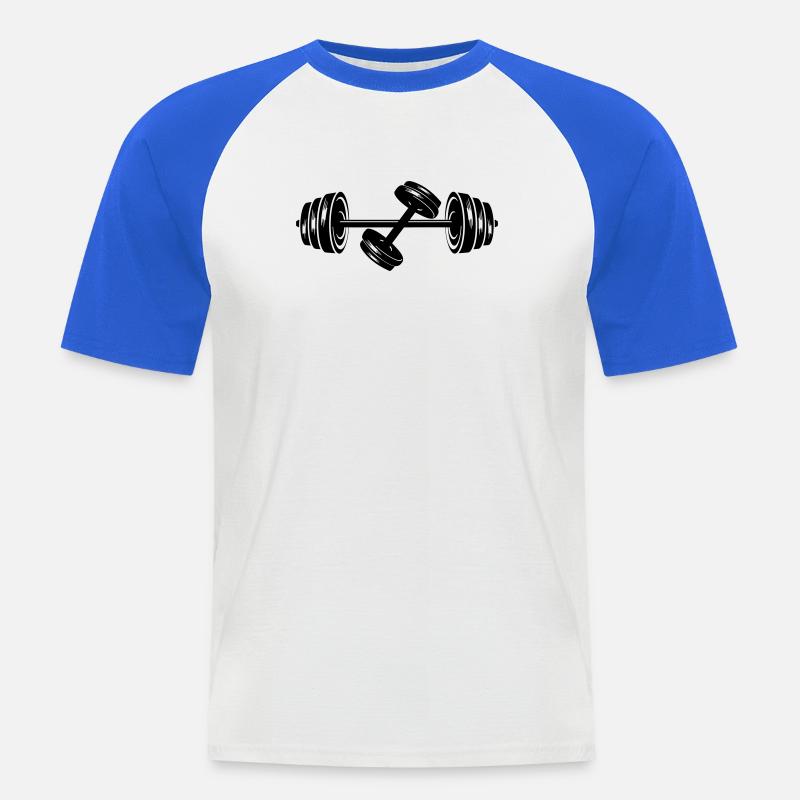 Poids disques d’haltères haltères haltères 2 - T-shirt baseball manches courtes Homme - blanc/bleu royal