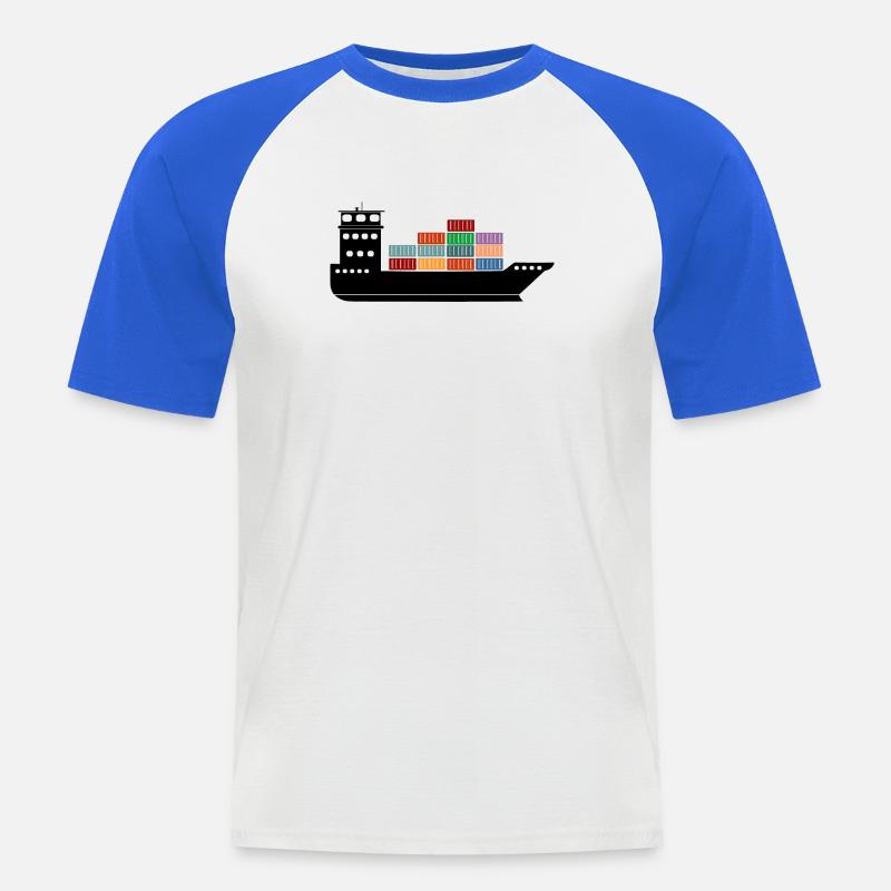Seecontainerschiff oder Boot mit Containern - Männer Baseball-T-Shirt - Weiß/Royalblau