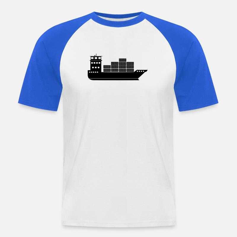 Seecontainerschiff oder Boot mit Containern - Männer Baseball-T-Shirt - Weiß/Royalblau