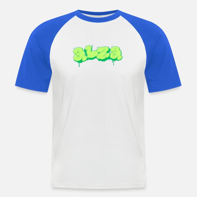 Hellgrünes Design im Graffiti-Stil - Männer Baseball-T-Shirt - Weiß/Royalblau