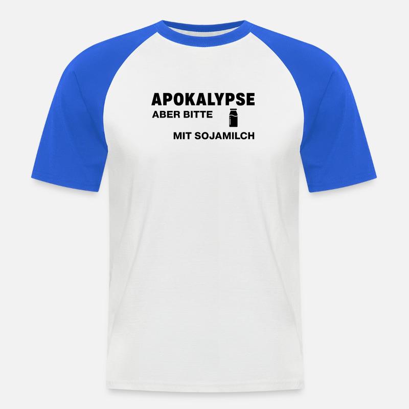 Apokalypse – aber bitte mit Sojamilch - Männer Baseball-T-Shirt - Weiß/Royalblau