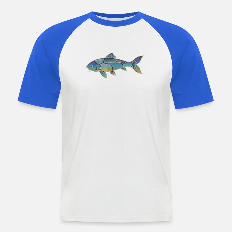 Gradient Pattern Iridescent Koi Fish - Men's Baseball T-Shirt - white/royal blue